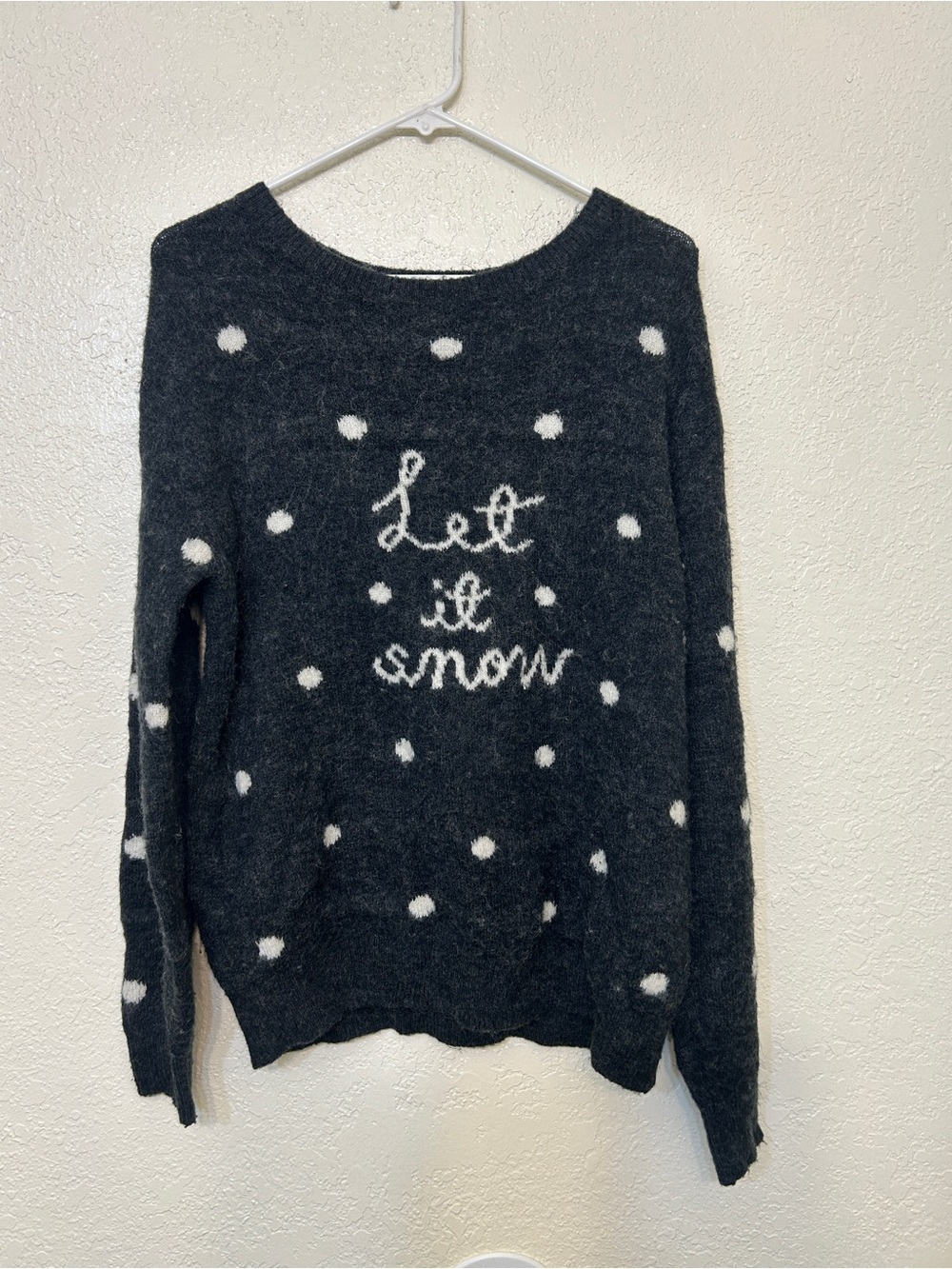 Oversized'Let It Snow' Polka Dot Women's Sweater
